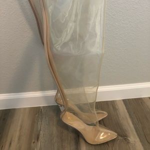 Thigh High clear boots! Perspex! Transparent!